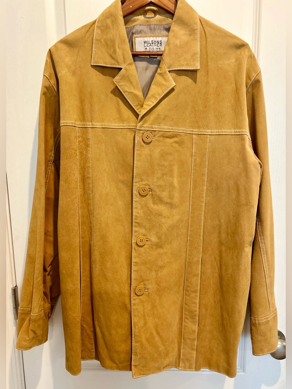 Wilsons Leather M. Julian Men’s L Camel Leather Shirt Jacket 70's Western Y2K